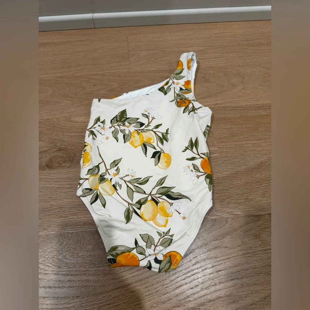 Kith Kids One-Shoulder One-Piece Swimsuit - Cream & Yellow Lemon Print (12-18)